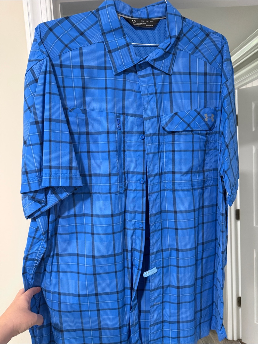 Under Armour Men’s Bright Blue Plaid Short-Sleeve Button-Down Shirt